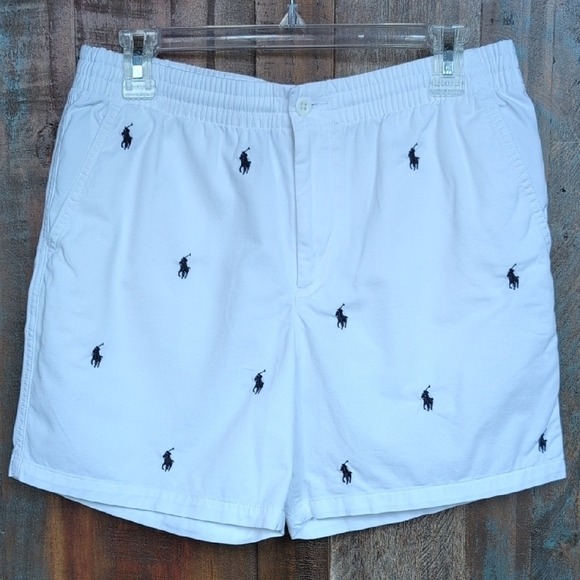 Polo Ralph Lauren Other - Polo Ralph Lauren White Cotton Chino Preppy Shorts w/ Navy Pony Print - Boys 20